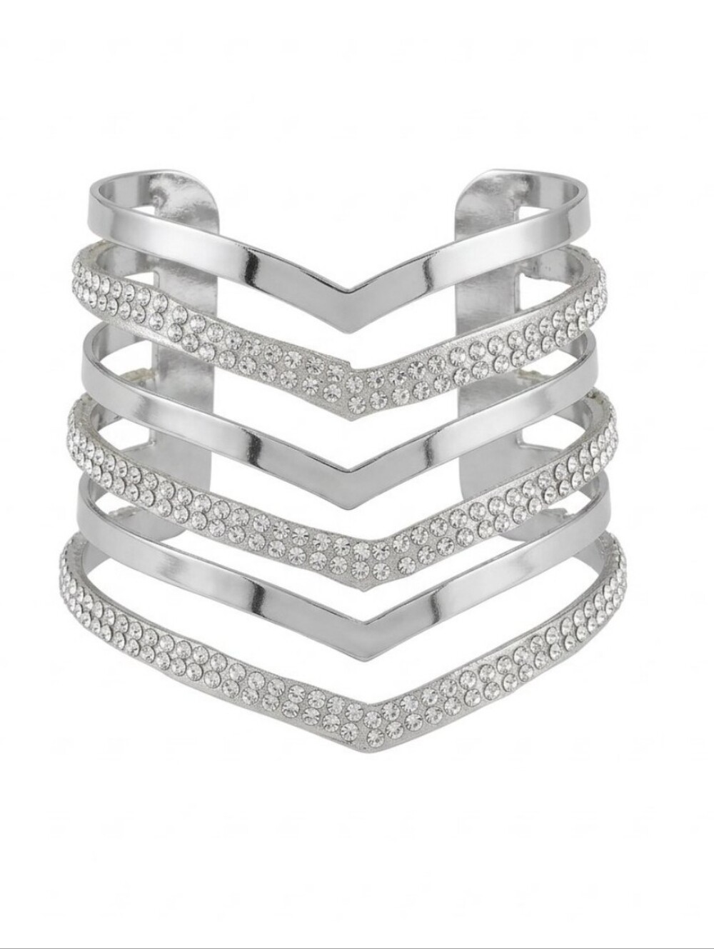 Silver Tone & Crystal Chevron Bracelet